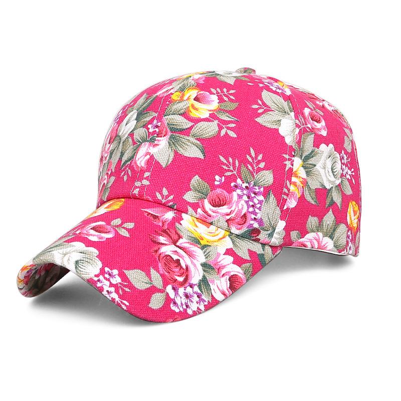 Outdoor Sunscreen Hat Casual Women Baseball Cap Adjustable Casual Cap Cotton Polyester Floral Printed Hat For Spring Outdoor