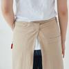 JOYAIYI Linen Cafe-Style Apron with Two Pockets, Natural Linen, Simple, Unisex (Khaki)