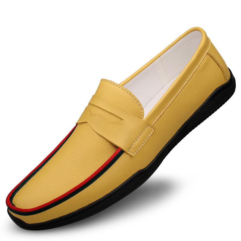 Pánské boty na jaro, luxusní pánské boty, ležérní boty pro muže, společenské módní boty z pravé kůže, mokasíny s úzkým výstřihem, formální mokasíny