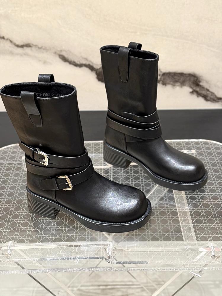 Коричневые британские толстые мартинсы на высоком каблуке женские 2025 новая осень небольшие ботильоны на платформе 35 чёрный 3690₽