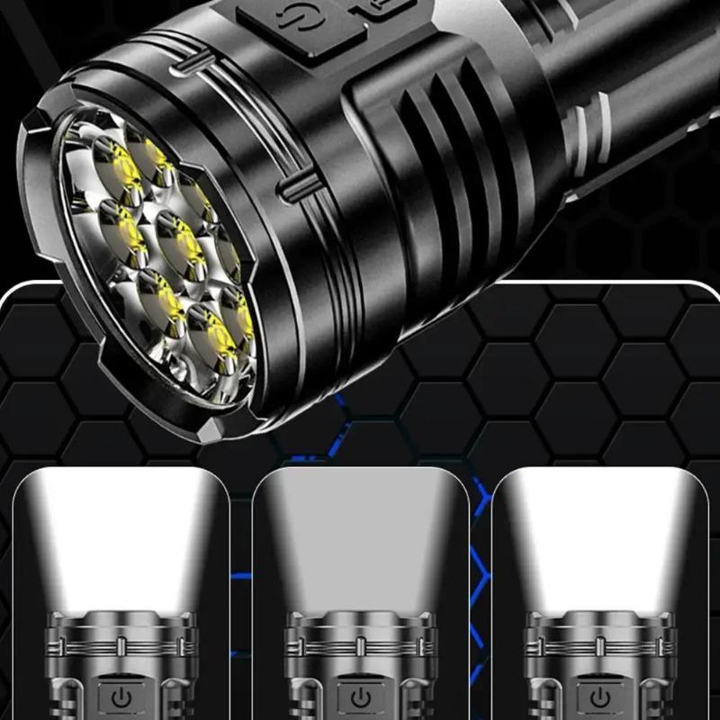 9 LED Mini Flashlight with Side Lights ABS Portable Rechargeable LED Torch Built-in Battery High Power Lantern 4 Lighting Modes