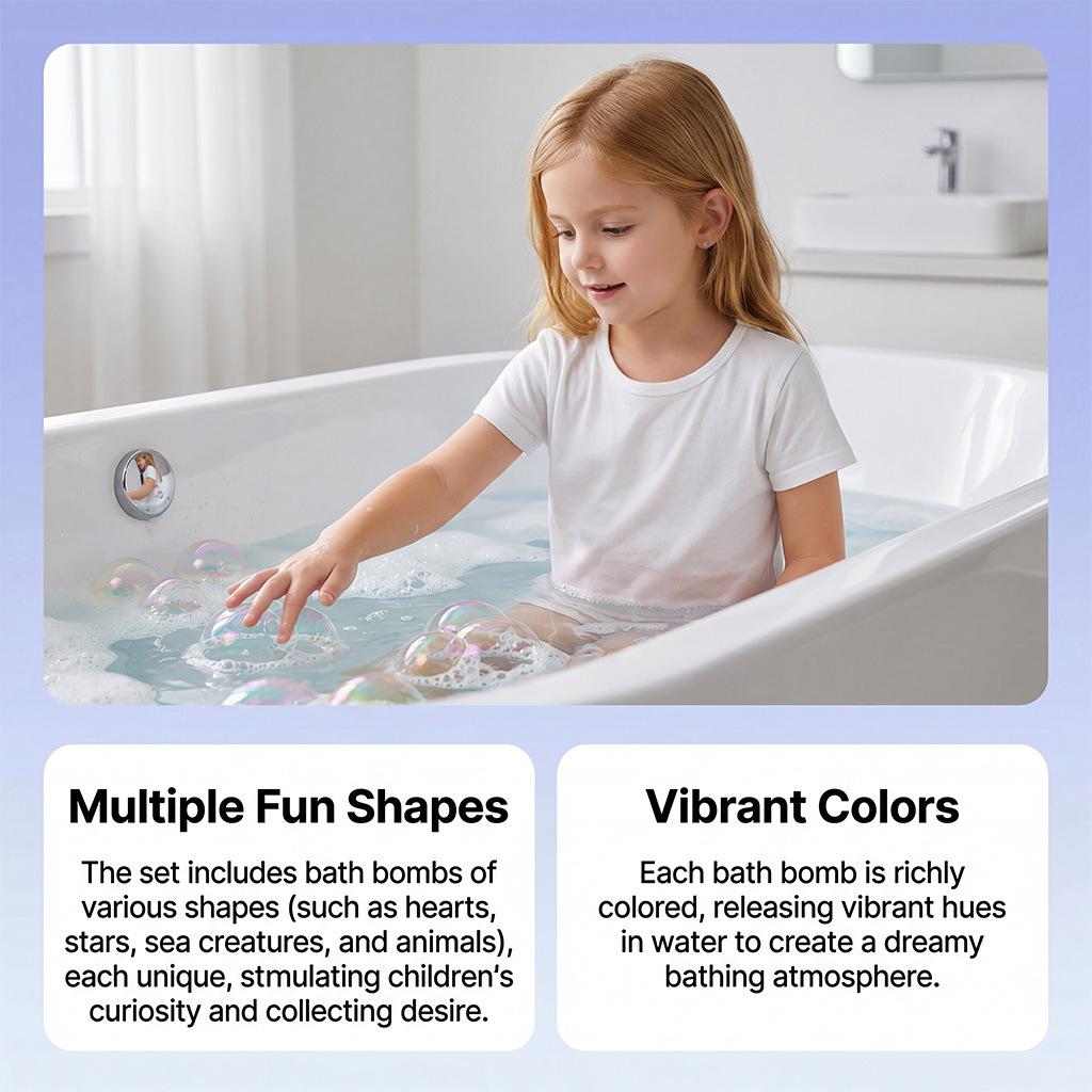 Mixed Shape Bath Bombs Set, Foaming Gentle Body Cleansing Bath Balls, Fun Aromatherapy Fizzies, Skin Soothing Gift