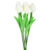 Silicone Tulips Artificial Flowers 34 Cm Decorative Plants for Vase 5 Pcs - White