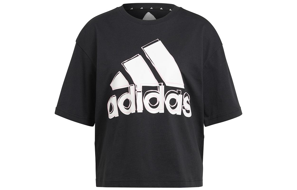 Adidas Crop Tops Women s Black Crew Neck Moderate HB5101 M