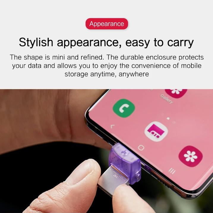 Kingston 128GB OTG Flash-Speicherstick USB 3.2 Typ-C USB-Flash-Laufwerk OTG 64GB 256GB Bis zu 200MB/s USB-A/USB-C DTDUO3CG3 Für PC/iPad/Telefon