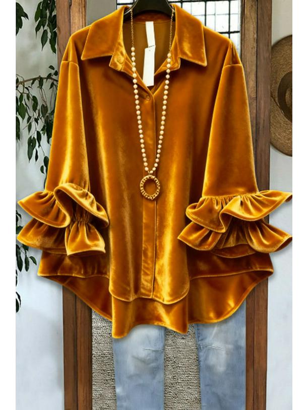 3D Printed Creative Pattern Long Sleeve Women's Lace Lapel Shirt