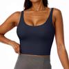Women's U-neck Solid Color Sleeveless Short Top With Chest Cushion Vest