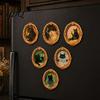 Home Decor Accessories 1/6Pcs Halloween Oval Frame Fridge Magnet Wooden Vintage Magnet Sets Refrigerator Kitchen Decoration Accessories Party Favors