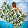 Tropical Palm Leaf Print Beach Towel Turquoise Monstera Banana Leaf Design Lightweight Quick-Dry-like Soft Bath Towel