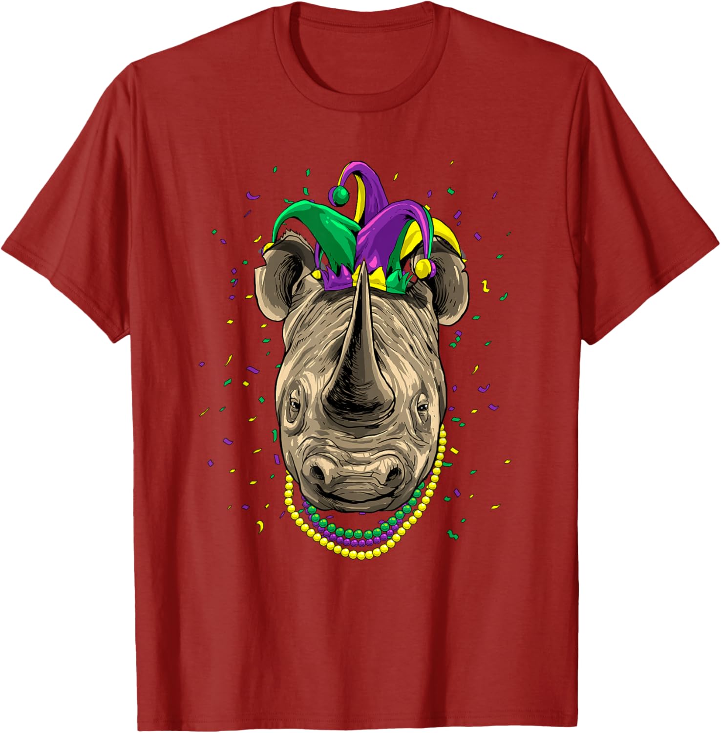 Rhinoceros Mardi Gras  T-Shirt Cute Animal Lover Graphic Tee Men S