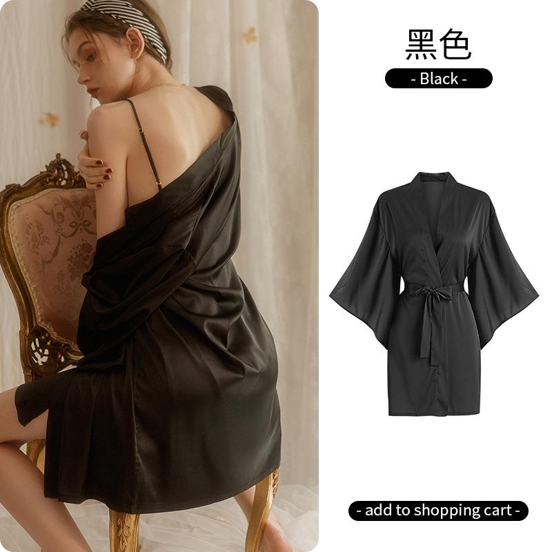 Summer Nightgown Pajamas Female Sexy Halter Suspenders Pure Desire Loungewear Nightgown Two-Piece Set With Chest Pad