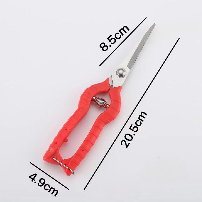 1Pcs Stainless Steel Garden Pruning Shears Non Slip Red Handles Spring Loaded Design For Trimming Plants Home Gardening Use