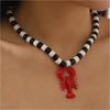Playful Red Lobster Design Necklace Use Friendly Alloy Enamel Jewelry Lightweight Accessory For Holidays Or Everyday Use