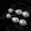 Three Pearl Earrings for Women's Fashion Freshwater Pearl Trend Simple and Versatile Earrings