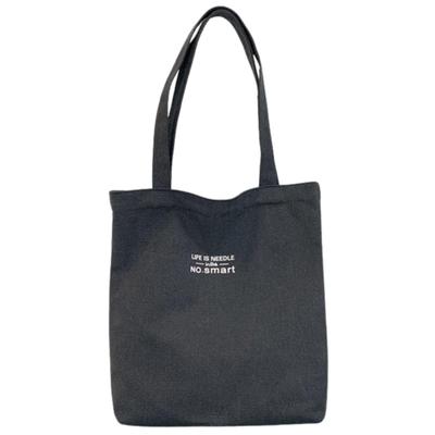 Nestkanina Canvas Tote Bag, Simple, Cute, and Stylish, Women's, Shoulder Bag, One-Shoulder Tote Bag, Lightweight, BG058 (Black)