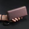Damen Langbörse mit Carbonfaser-Textur Reißverschluss Rundum-Clutch Große Kapazität Handy-Börse Kartenhalter Handgelenktasche