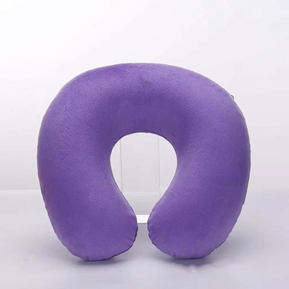 1PC U-shaped Travel Pillow Portable Lazy Inflatable Neck Cervical Support Short Plush Office Sleep Essentials
