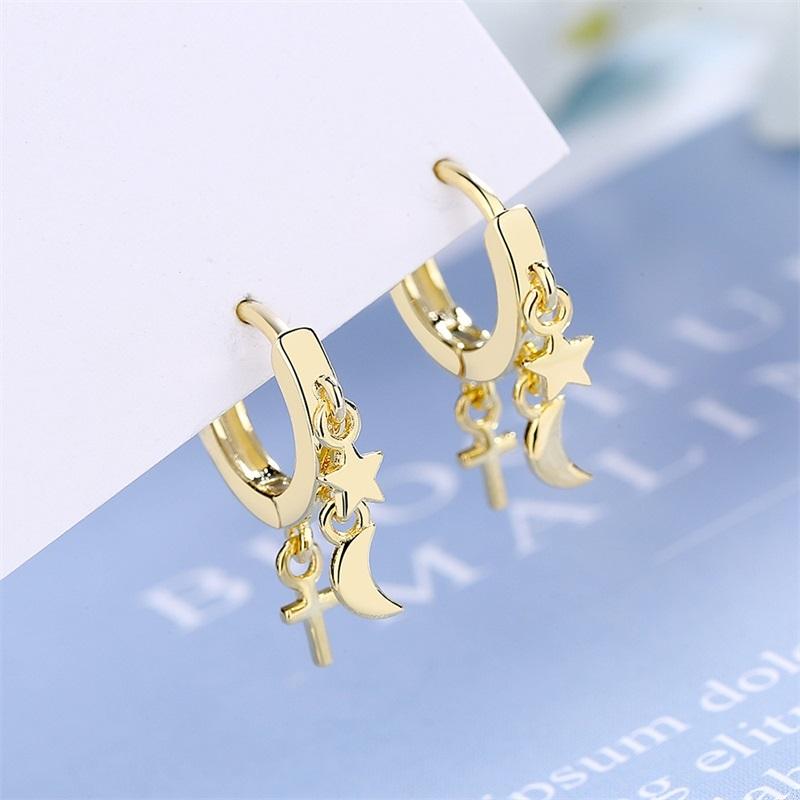 BELLA BOX Luxury Women Drop Earrings Stars And Moon Earrings Wedding Engagement Party Gift