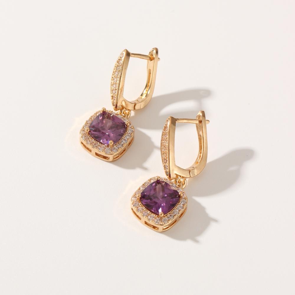 1 Paar modische quadratische baumelnde Ohrringe für Frauen, Zirkonia, Schmuck für den täglichen Gebrauch, Hochzeits- und Party-Accessoires
