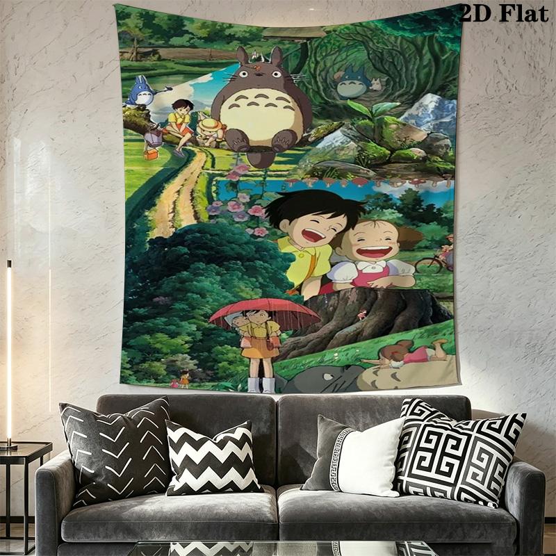 Neighbor Totoro Magical Journey Tapestry Background Cloth Wallmounted Home Decor Background Wall Hanging Cloth Homestay Soft Decoration Tapestry