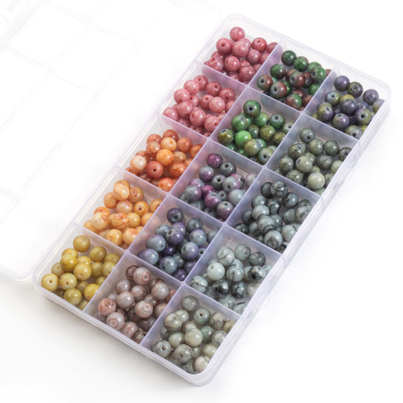

Glass Beads Bracelet Making Kits 28 Colors 8mm Crystal Beads Round Gemstone Stone Beads with Accessories for Jewelry Making DIY