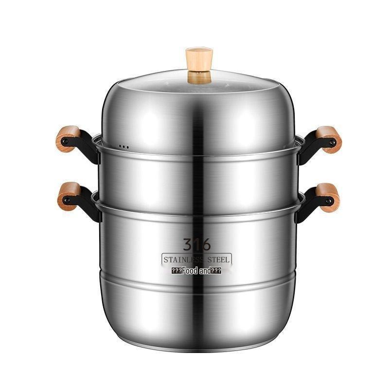 **Two-Layer Anti-Scald Handle Stainless Steel Steamer Pot**