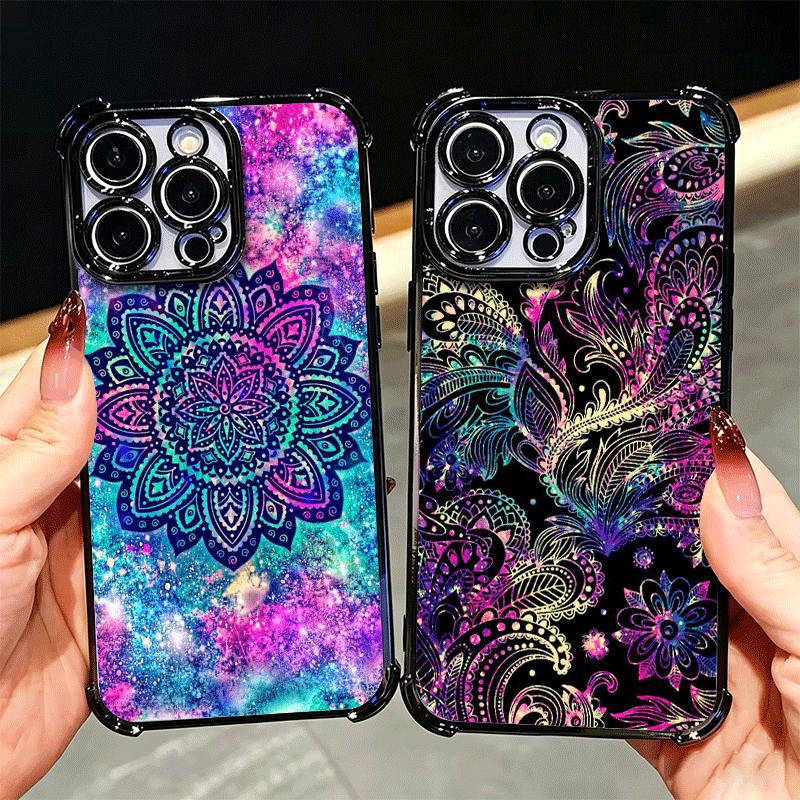 Mandala Sunflower Dreamy Style Plating Phone Case For Xiaomi Poco X5 X6 X7 X8 Pro Max F8 Ultra F7 M8 M7 M5S Redmi 15C 15 14C 13C