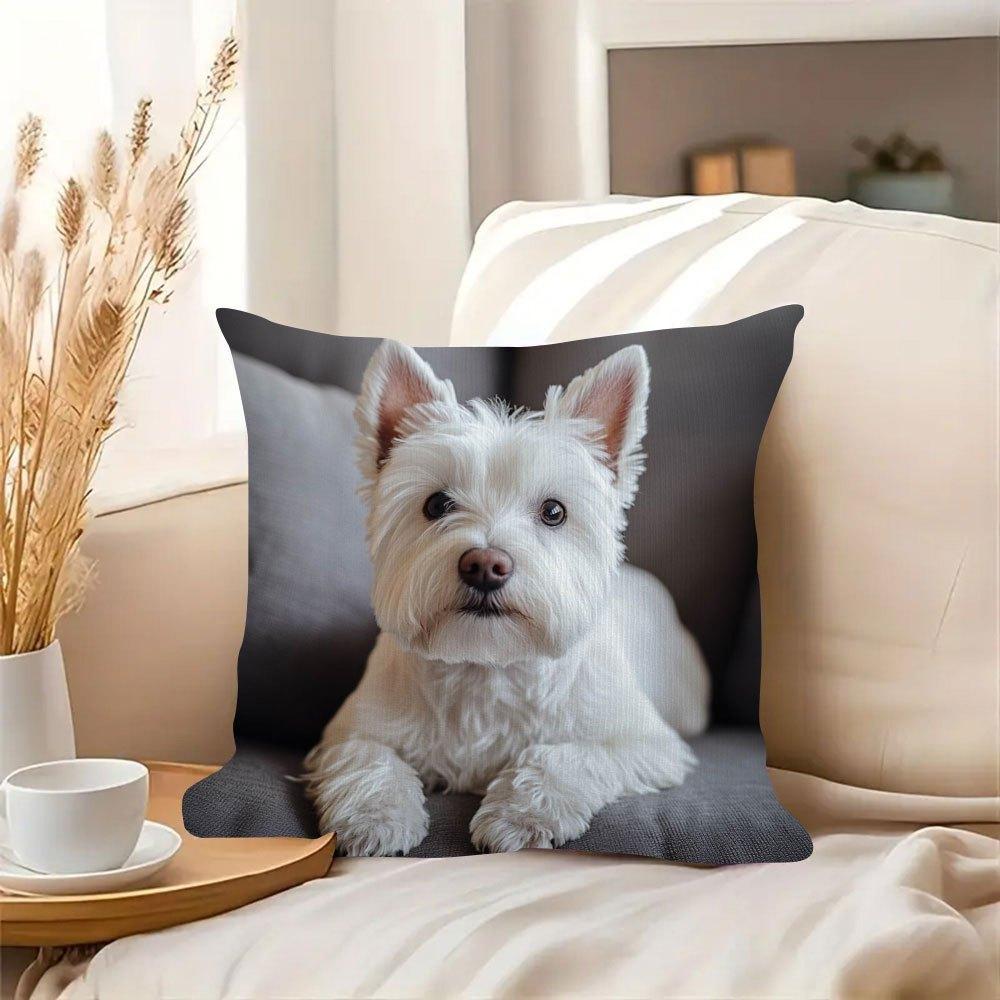 West Highland White Terrier Dekokissenbezug, Verspieltes Hunde-Muster Kissenhülle für Sofa Wohnzimmer Heimdekoration