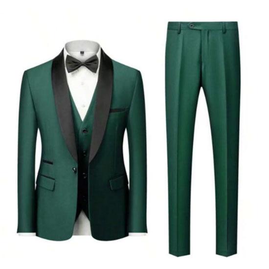 

Men s 3 Pieces Suit Elegant Solid One Button Slim Fit Single Breasted Party Blazer Vest Pants Set XXXL зелений