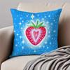2D Flat Printed Cute Fruit Apple Strawberry Starry Blue Pillow Cover Soft Peach Skin Throw Cushion Case Living Room Bed Decor