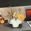 Ceramic Vase Silver Fan-shaped Shell Vase Flower Arrangement Accessories Clam Shell Terrarium Home Decoration Accessories