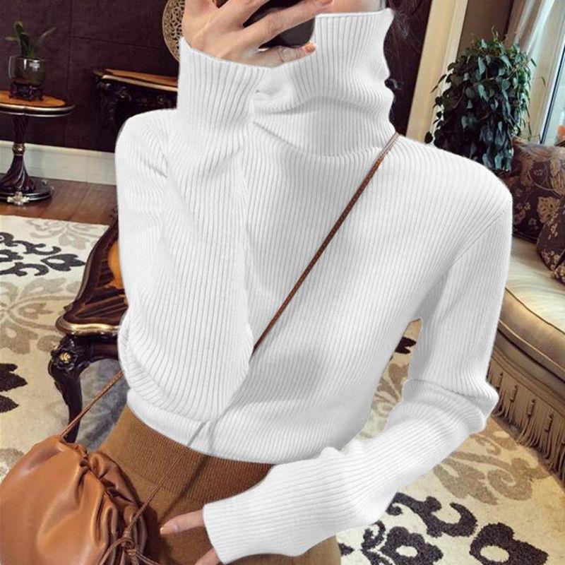 Women's Spring & Autumn Slim-Fit High-Neck Knit Sweater - Loose Inner Wear Base Layer Top