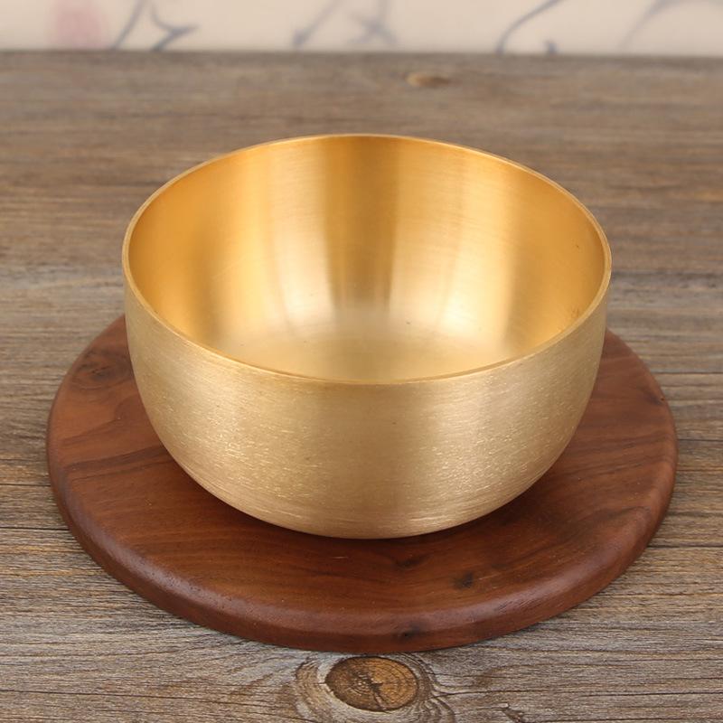 Korean Copper Bowl, Pure Copper Household Rice Bowl 4.5-inch Bowl, Single Anti-drop Pure Manual Thickened Baby and Children's Edible Bowl