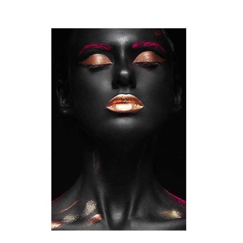 Black and Gold African Nude Woman Indian Oil Painting On Canvas Posters and Prints Scandinavian Wall Art Picture for Living Room