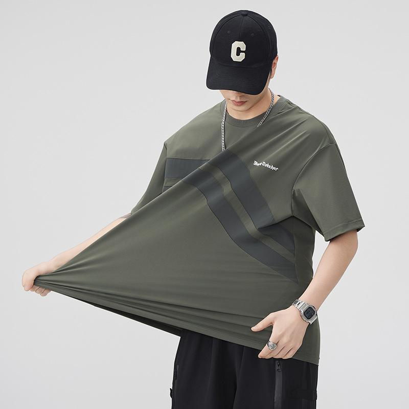 New Black Technology Ice Silk Short-sleeved T-shirt Men's Non-iron Sports and Casual Half-sleeved Top