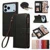 Crossbody Wrist Strap Wallet with Card Holder Phone Case for IPhone 17 Air 16 Plus 15 14 13 12 11 Pro Max XS XR Leather Cover