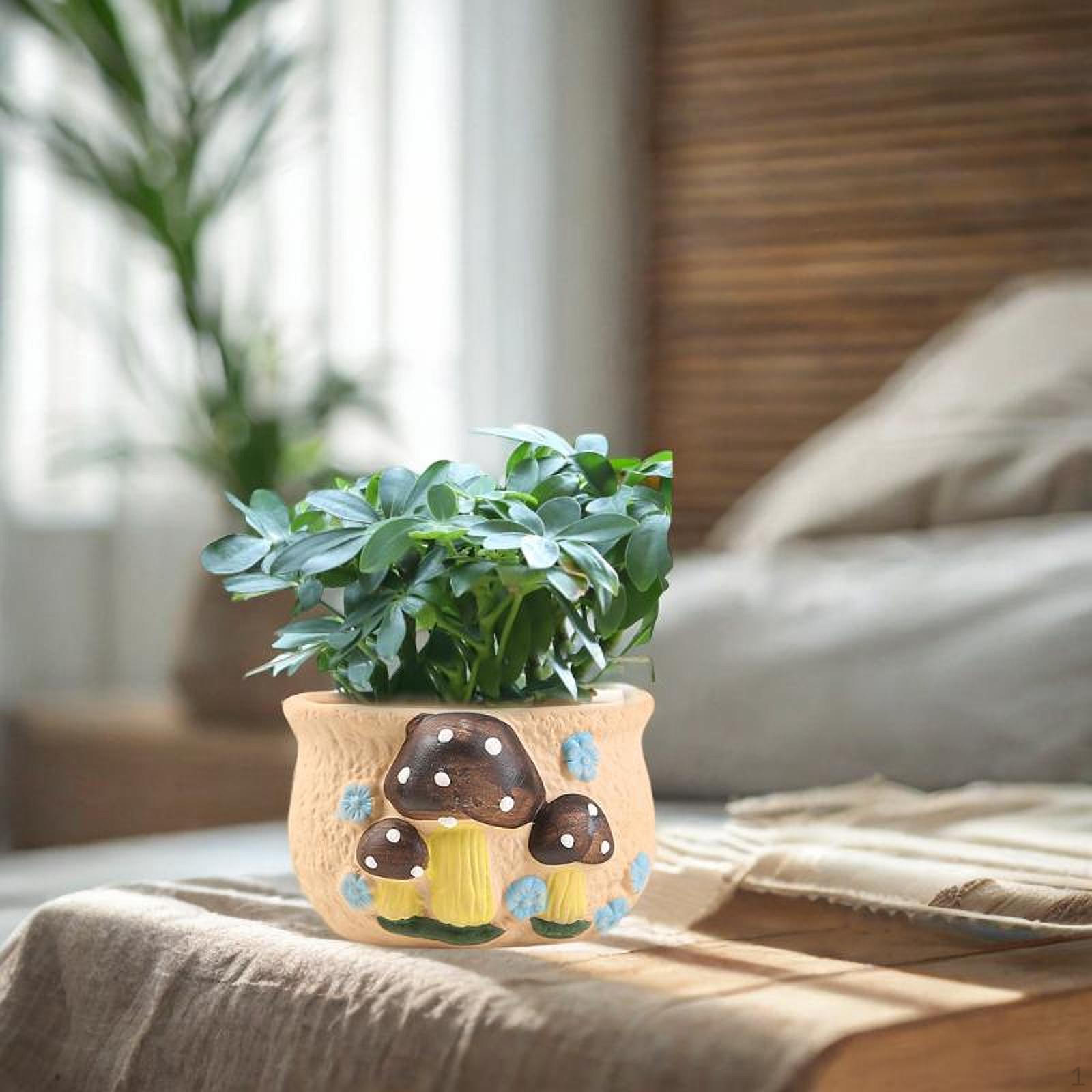 

- Кашпо для квіткового горщика з грибним декором 10 X 9 6,3 см, універсальне для декоративного столу у вітальні Style D