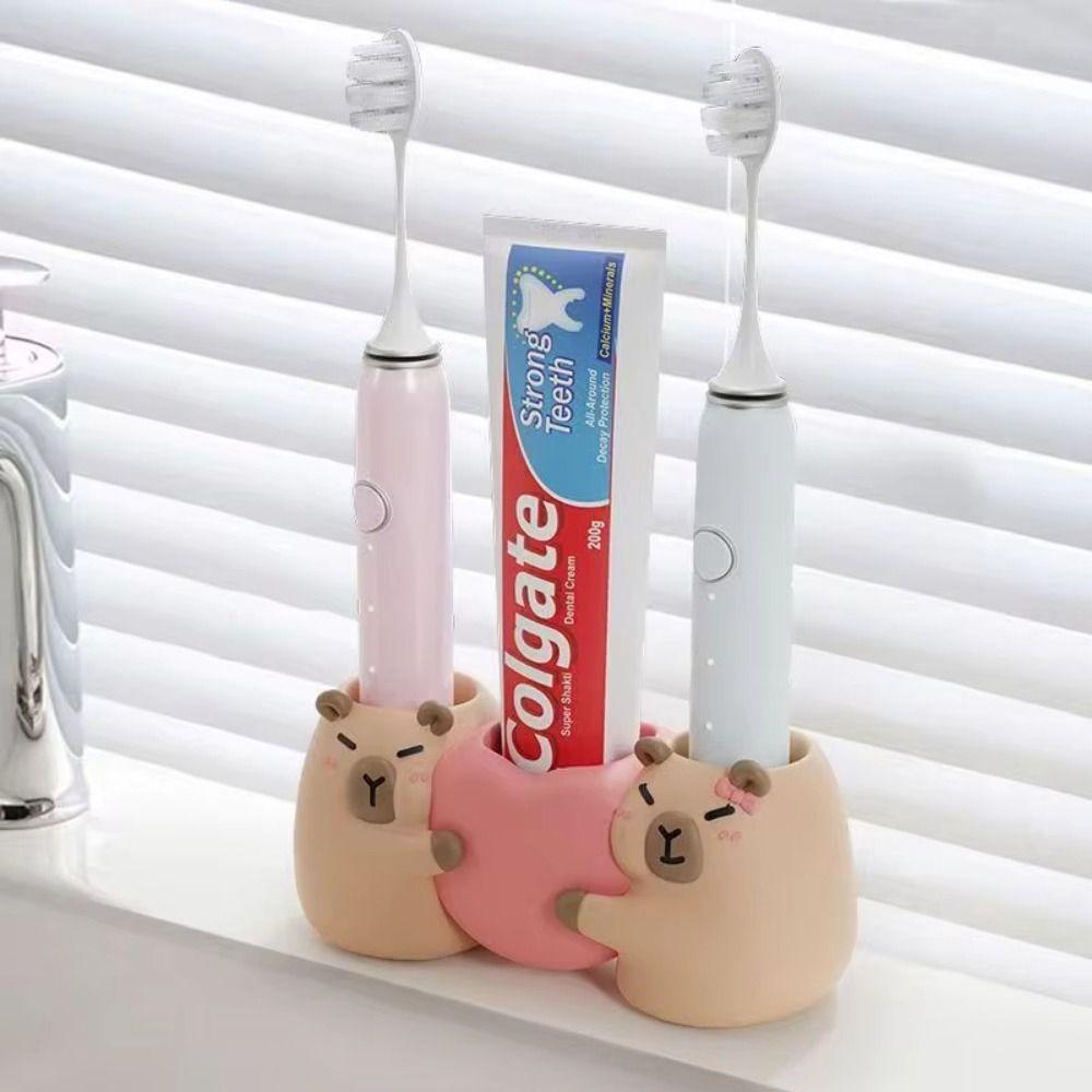 Drain Hole Capybara Toothbrush Holder Multi-functional Toothpaste Storage Shelf Office