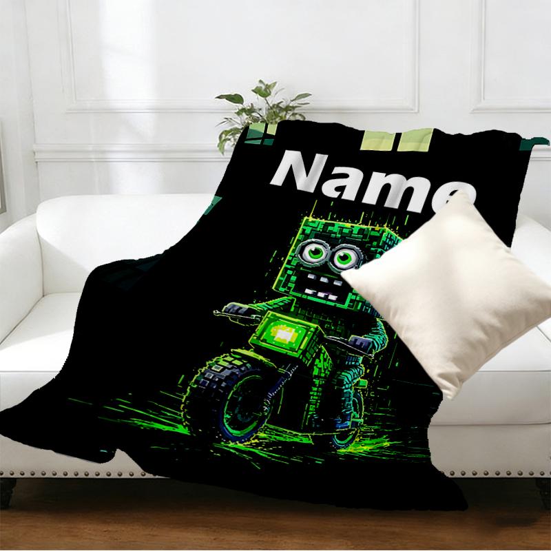 Custom Name Personalized Minecraft Print Blankets, Home Decor, Bedroom, Sofa, Camping, Couch, Gifts for Birthday Christmas