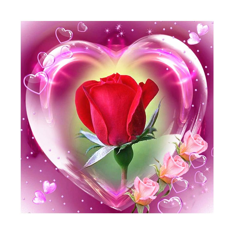 5D DIY Diamond Painting Flower Rhinestone Picture Rose Cross Stitch Kit Diamond Embroidery Round Mosaic Home Decoration