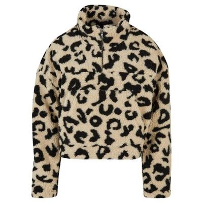 Urban Classics Womens/Ladies Leopard Print Sherpa Short Sweatshirt