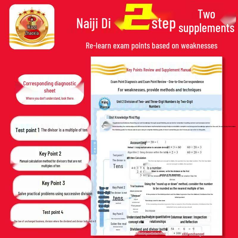 Wang Zhaoxia Grade 4 Math First Semester Review Practice Test Book (Jiangsu Edition 2024)