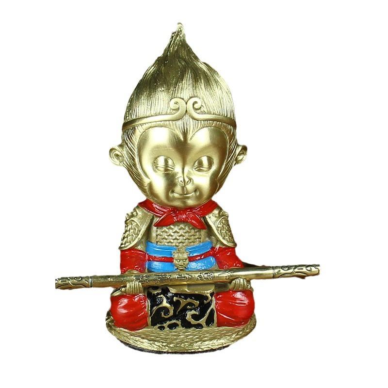 Brass Wukong Office Car Dashboard Pure Ornament Gift Box Sitting Zodiac Monkey Copper Craft