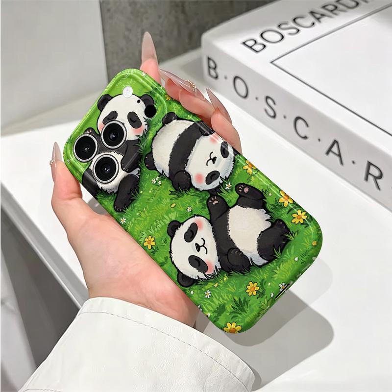 Lively Garden Panda Crew Art Graphic Film Aesthetic Protective Shockproof Bumper Phone Case Cover For iPhone 13 14 15 16 17 Pro Max Plus