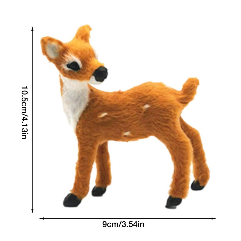 1Pcs Simulation Plush Animal Cute Sika Deer Reindeer Xmas Home Decor Standing Ornament Christmas Elk Scene Arrangement Props
