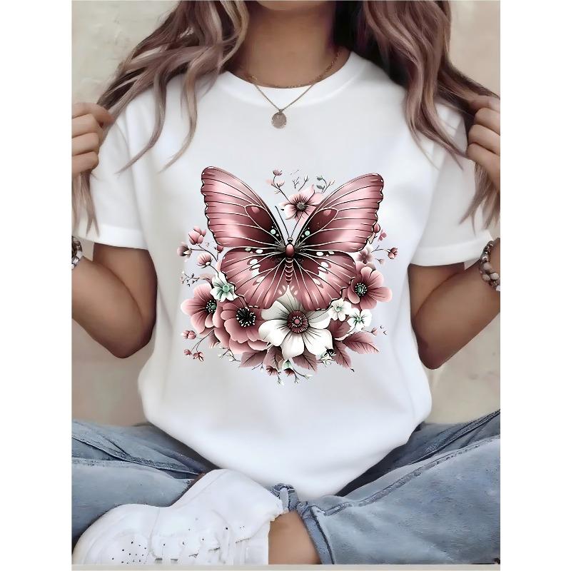 

European Size Plus Size - Plus-Size T-Shirt - Women S Fun Printed T-Shirt - Casual Short-Sleeved Round-Neck Loose-Fitting Top 4XL