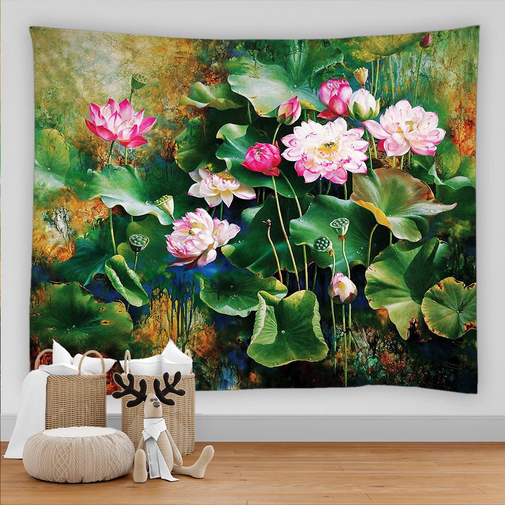 Flower Painting Plant Tapestry Wall Chart Hippie Boho Tapestry Colorful Psychedelic Boho Home Room Decoration