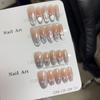 High-End Hand-Painted Blue Leopard Heart Cat Eye Manicure for Students