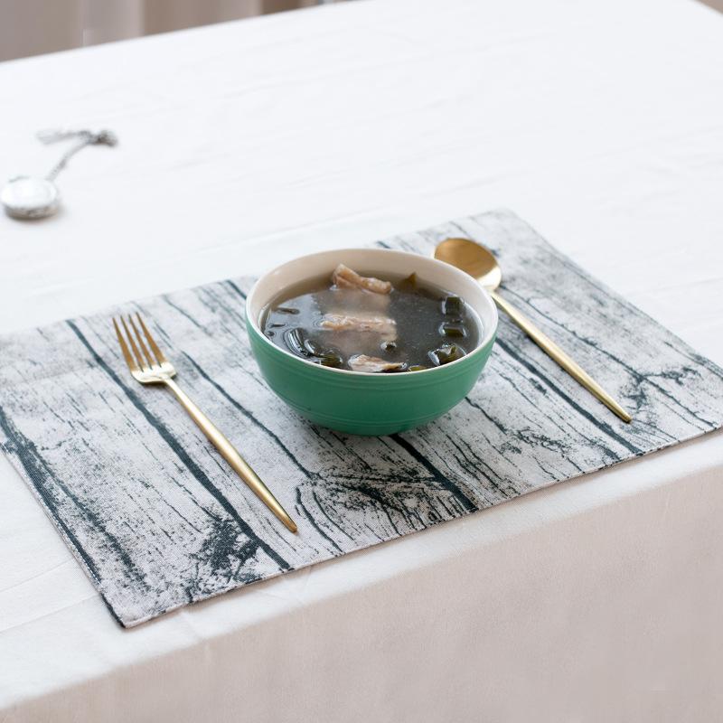 Japanese-style Small Fresh Cotton and Linen Wood Grain Placemat, Dining Table Mat, Thermal Insulation Mat, Tableware Mat, Western Food Towel, Fabric