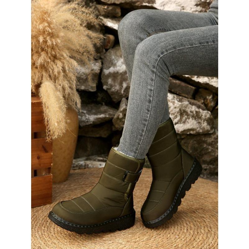Winter new cloth medium tube snow boots women's high-top waterproof cotton shoes casual short tube velvet large size cotton boots